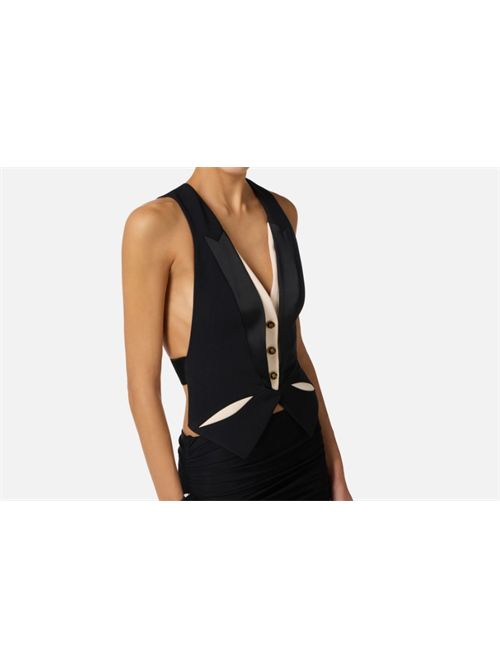 VEST WITH TWO-TONE CUT-OUT ELISABETTA FRANCHI | GL00461E2685 nero/burro